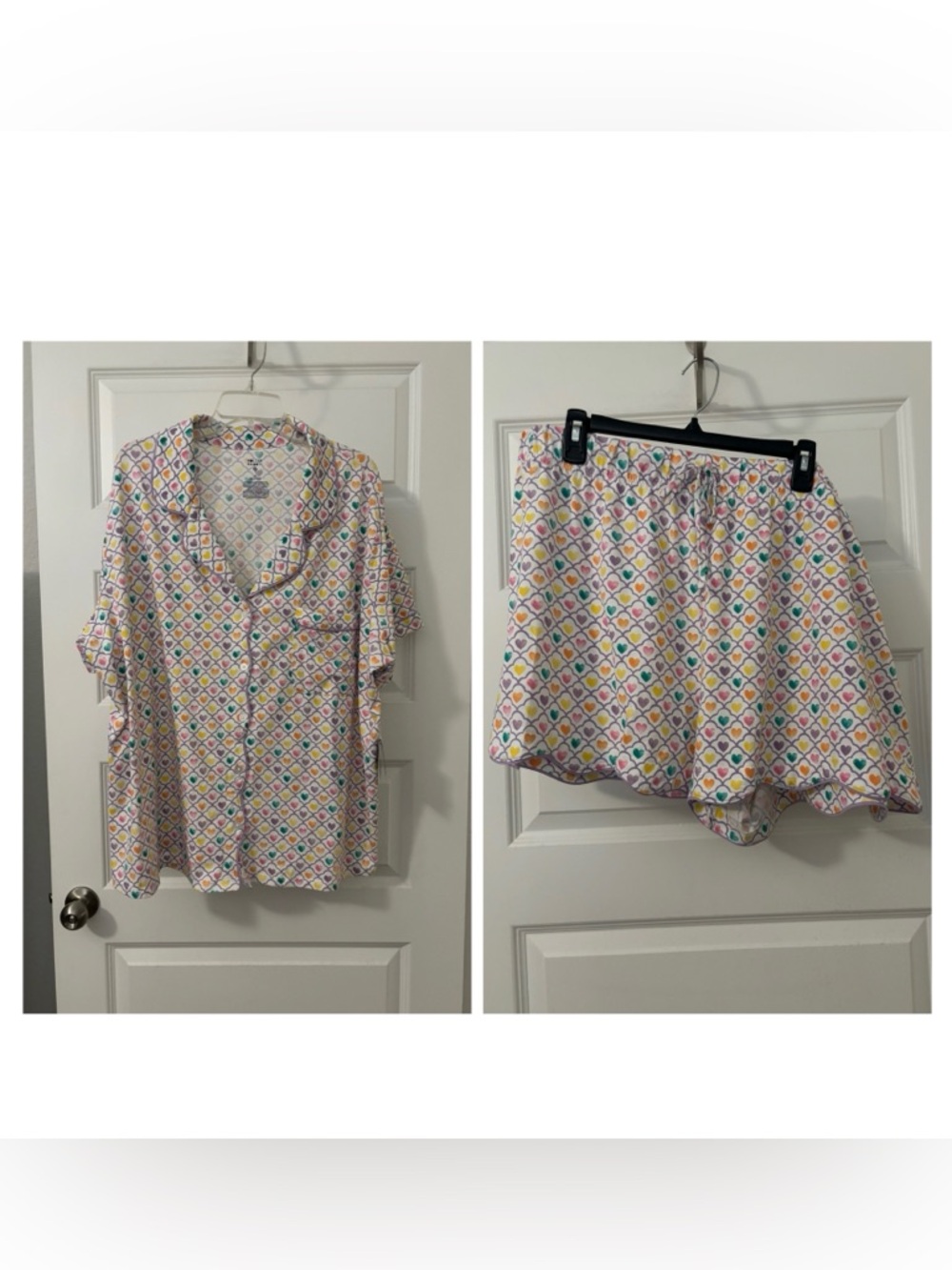 Roller Rabbit TargetX Disco Hearts short pajama set White multi SZ 2X pastel NWT